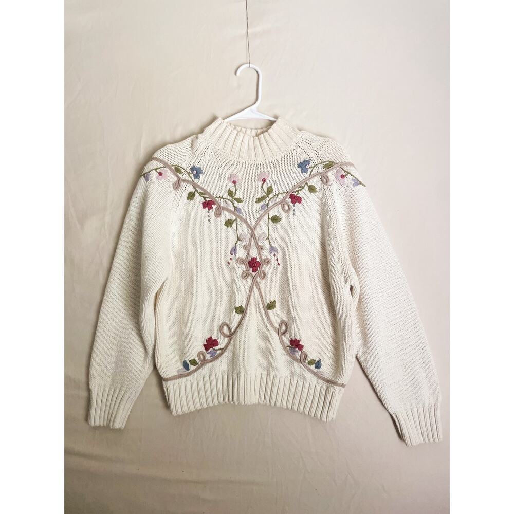Embroidered Cream Sweater